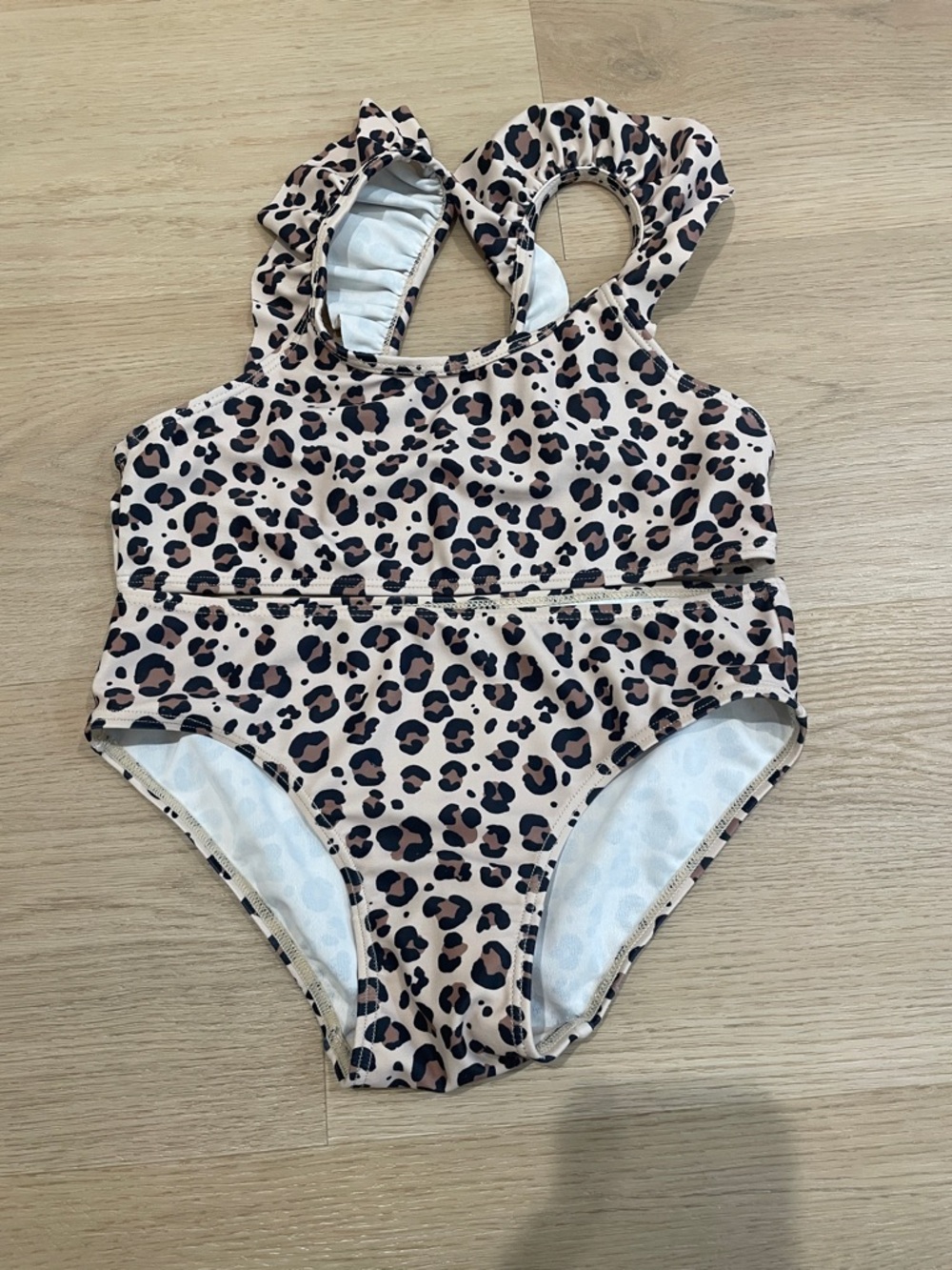 H&M Leopard Print One-Piece Swimsuit in Pink and Tan
